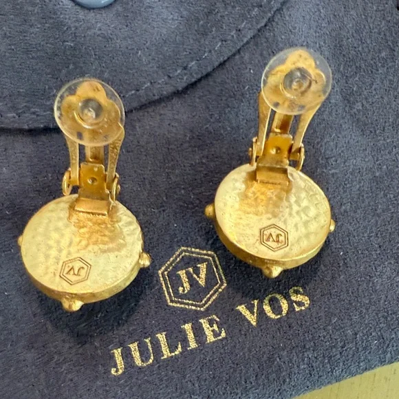Julie Vos gold statement clip on earrings NWOT - Picture 3 of 4